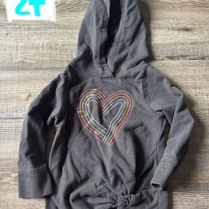 Charcoal Gray Heart Pattern Sweatshirt Hoodie